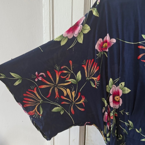 GAP Navy Floral kimono Sleeve jumpsuit XL - Picture 5 of 5